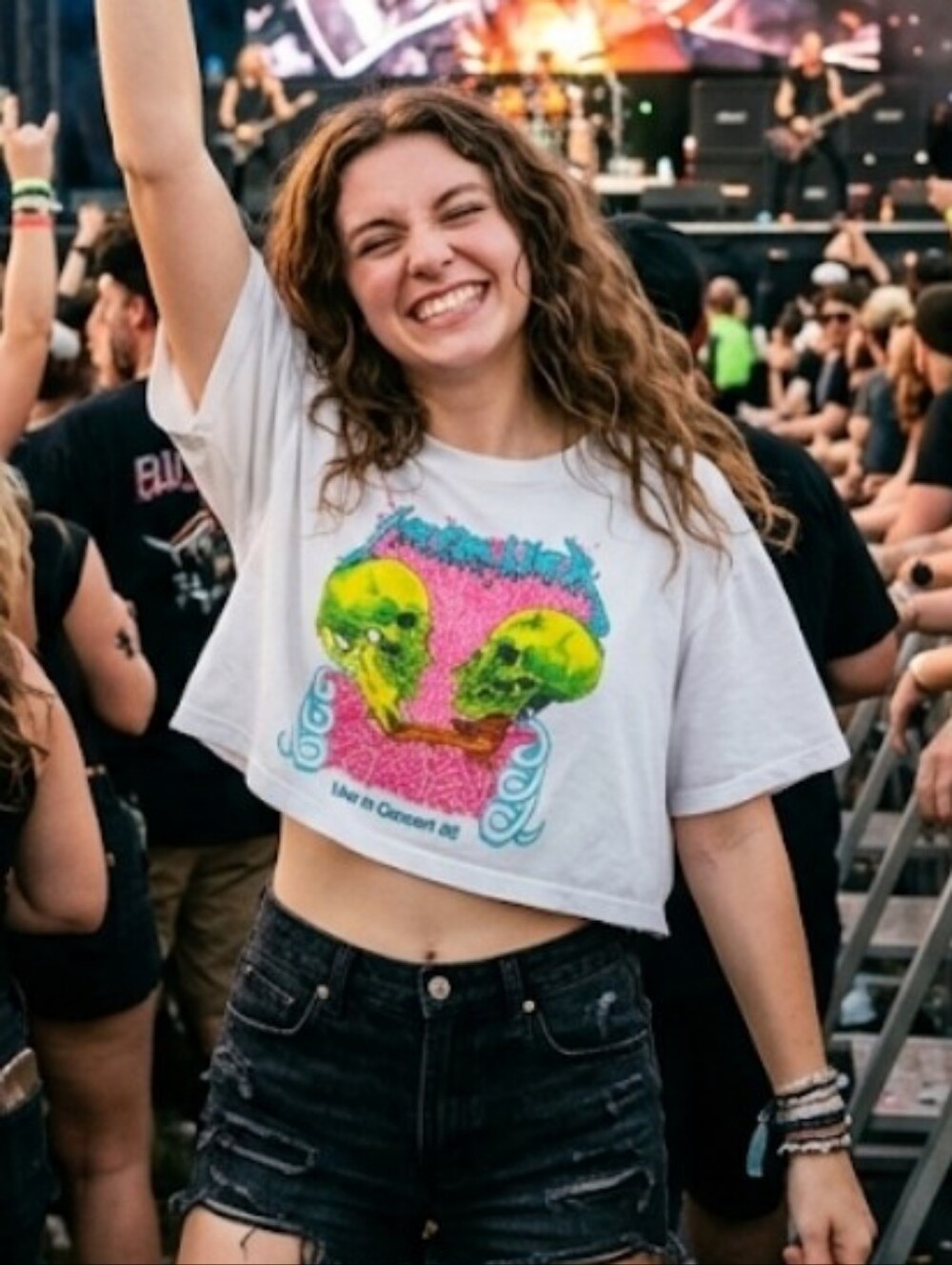 Metallica 1992 Live in Concert Pushead Graphic Cropped T-Shirt | Women's Large W